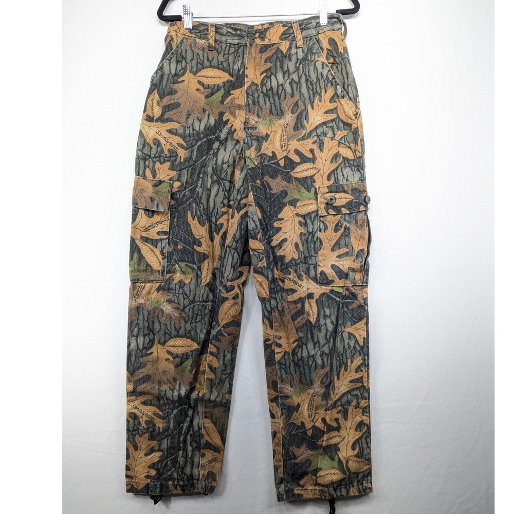 Simmons‎ MasterGuide Camo Cargo Pants Mens 30 Oak Leaf Tree Bar USA Vintage